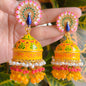 Yellow Peacock Jhumka Earring