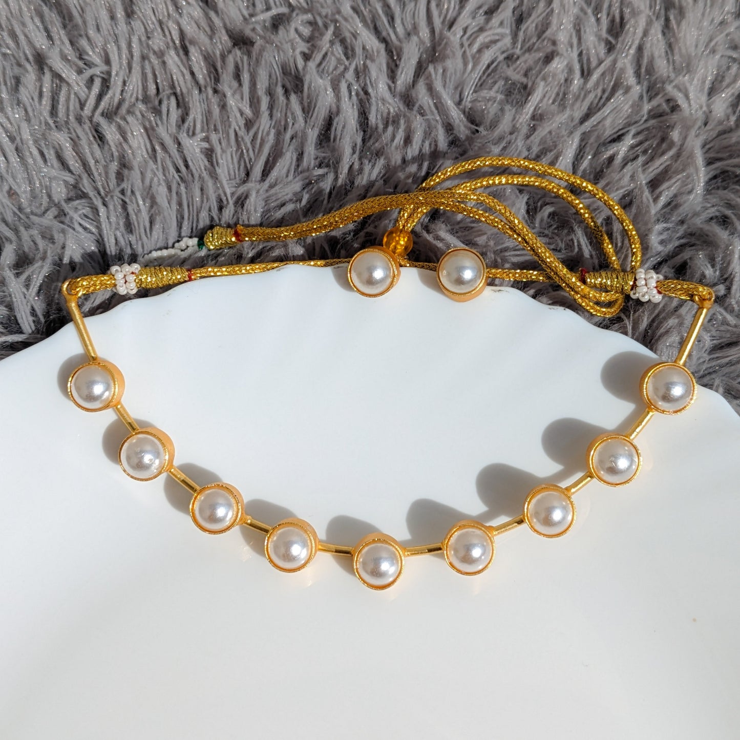 Brass Plated Pearl Necklace