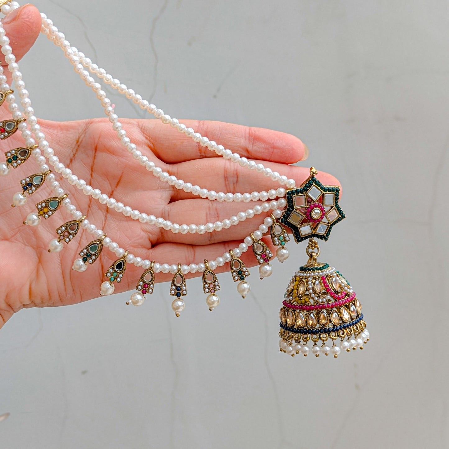 Sahara Royal Jadau Earring with Mang Tikka - Multi