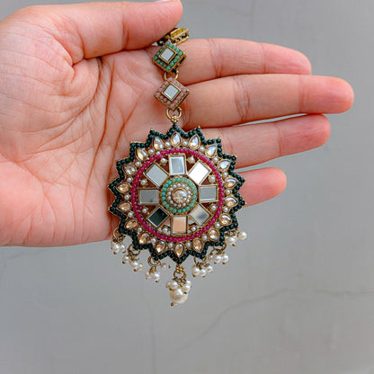 Sahara Royal Jadau Earring with Mang Tikka - Multi